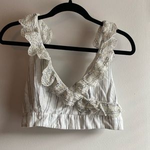 *American Eagle striped Ruffle crop top size medium